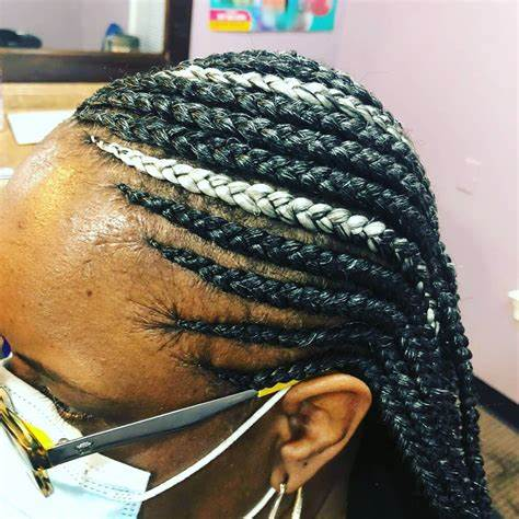 Braided Hair With White Highlight